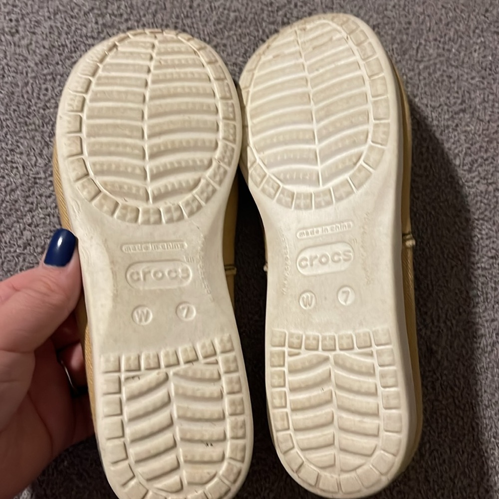 CROCS Tan Mickey Mouse Canvas Slip-On Flats - Picture 6 of 9